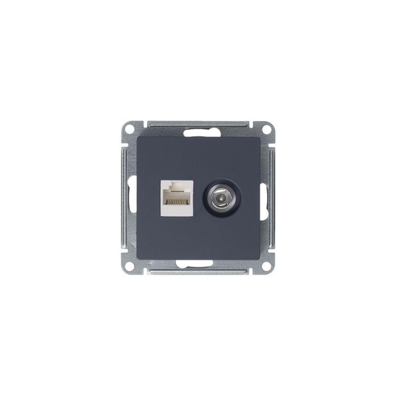 Розетка компьютерная + телевизионная 2-м СП AtlasDesign RJ45 кат.5E + TV механизм грифель SE ATN000789