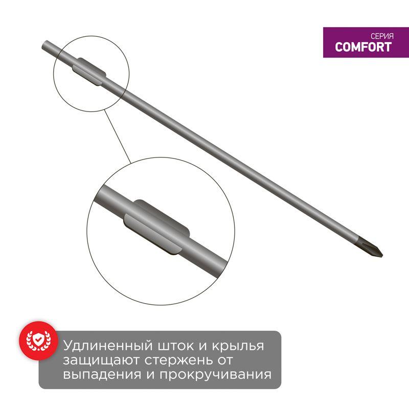 Отвертка крестовая PH 2х40мм двухкомпонентн. рукоятка Rexant 12-4730
