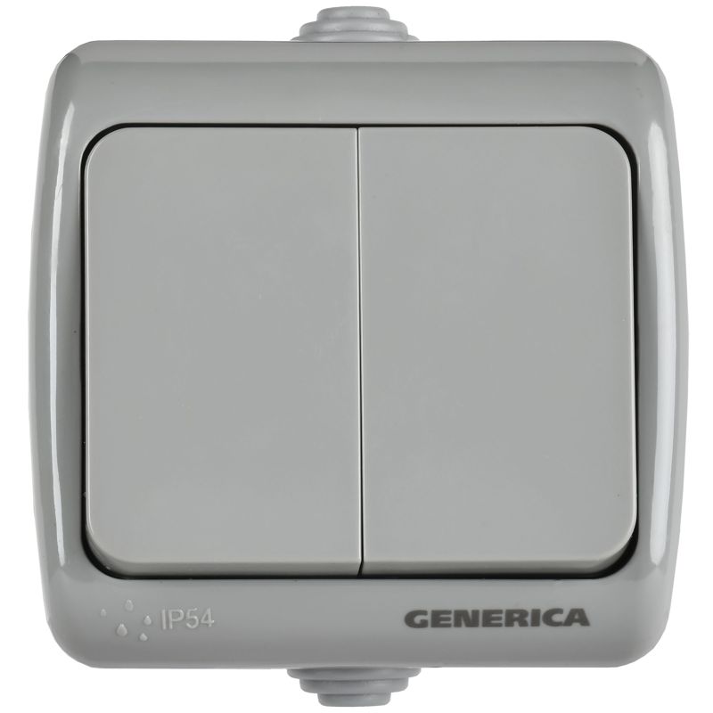 Выключатель 2-кл 1п ОП AQUATIC ВС-20-2-0-А 10А IP54 GENERICA EVA20-K03-10-54
