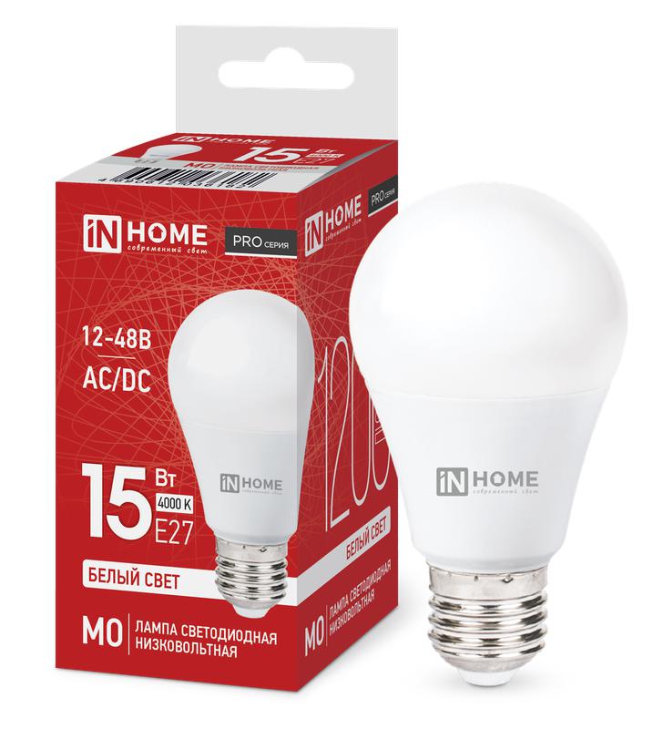 Лампа светодиодная низковольтная LED-MO-PRO 15Вт грушевидная 4000К нейтр. бел. E27 1200лм 12-48В IN HOME 4690612036182