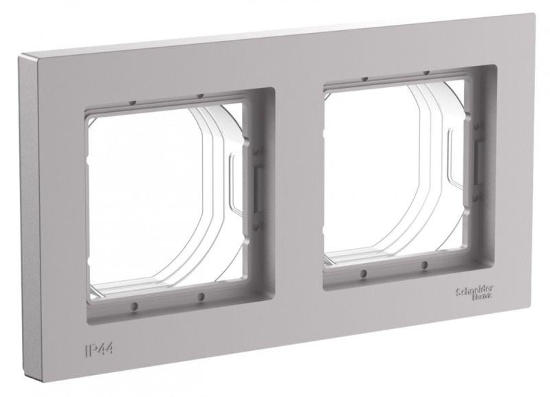 Рамка 2-м AtlasDesign Aqua IP44 алюм. SE ATN440302