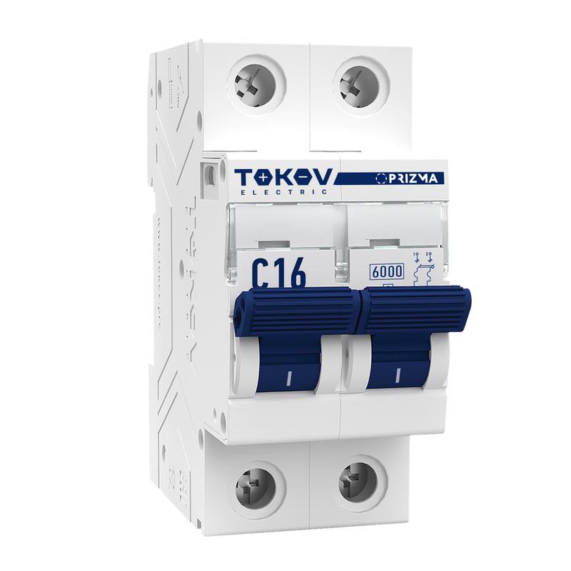 Выключатель автоматический модульный 2п C 16А 6кА PRIZMA TOKOV ELECTRIC TKE-PZ60-MCBI-2-16-C