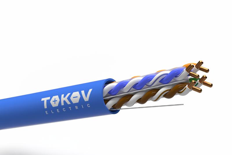 Кабель витая пара U/UTP 4х2х23AWG(0.57мм) кат.6 нг(А)-HF (LSZH) indoor Fluked tested 305м (м) PRO TOKOV ELECTRIC TKP-C08-U/UTP-42-6-305-LSZH