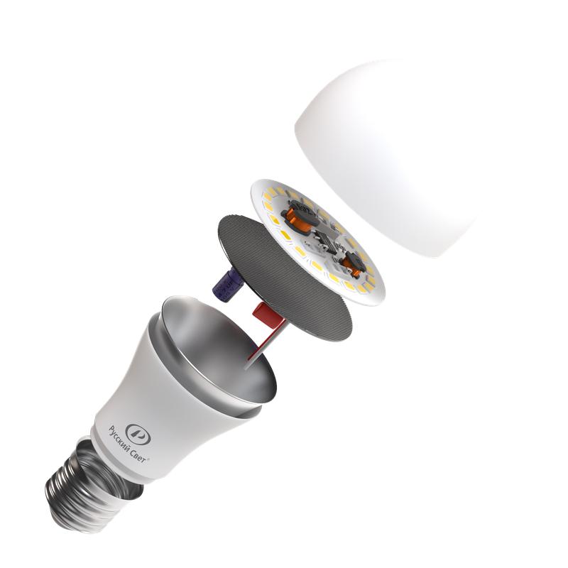 Лампа светодиодная RS LED A60 E27 14W 220-240В 4000К 14Вт 1400лм Ra 90 грушевидная Русский Свет 15010345107