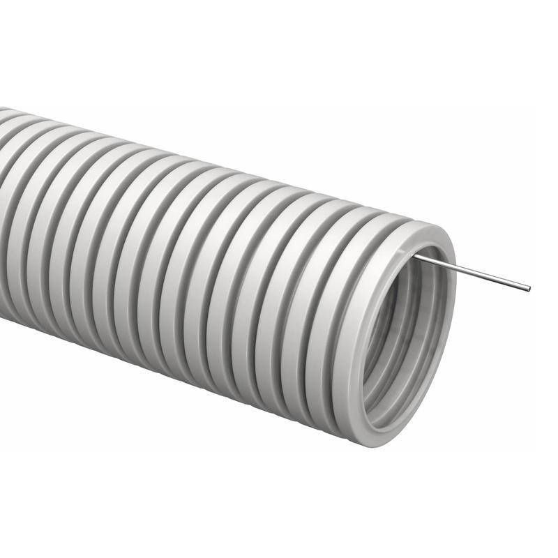 Труба гофрированная ПВХ d16мм с протяжкой сер. (уп.75м) TOKOV ELECTRIC TKE-TG/P-16-C06/75