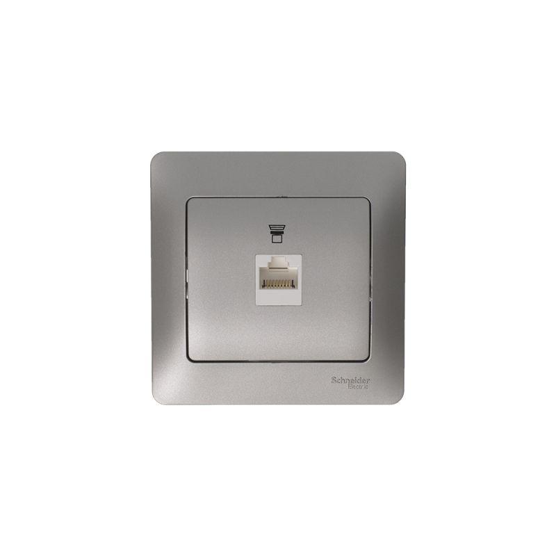 Розетка компьютерная 1-м Glossa RJ45 кат.5E механизм платина SE GSL001281K