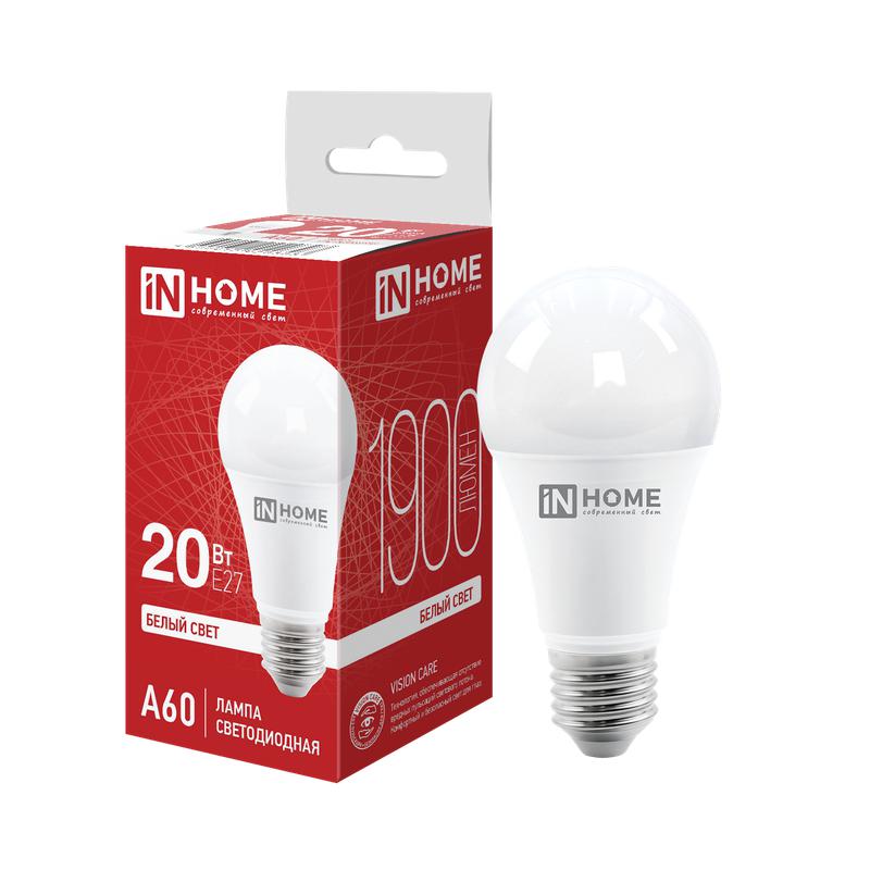 Лампа светодиодная LED-A60-VC 20Вт грушевидная 4000К нейтр. бел. E27 1900лм 230В IN HOME 4690612020303