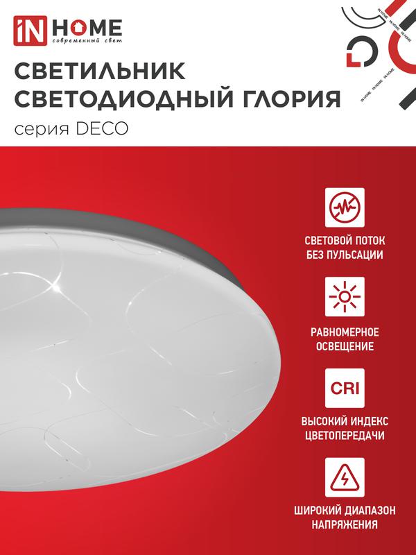 Светильник светодиодный DECO ГЛОРИЯ 24Вт 4000К 2160лм 230В 330х55мм IN HOME 4690612021904